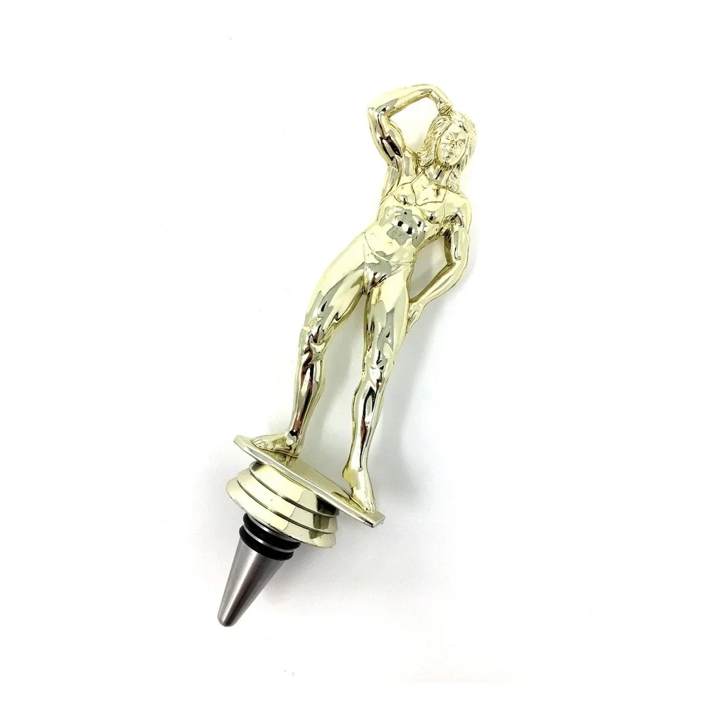 Handmade Bottle Stopper made from Repurposed Female Body Builder Trophy